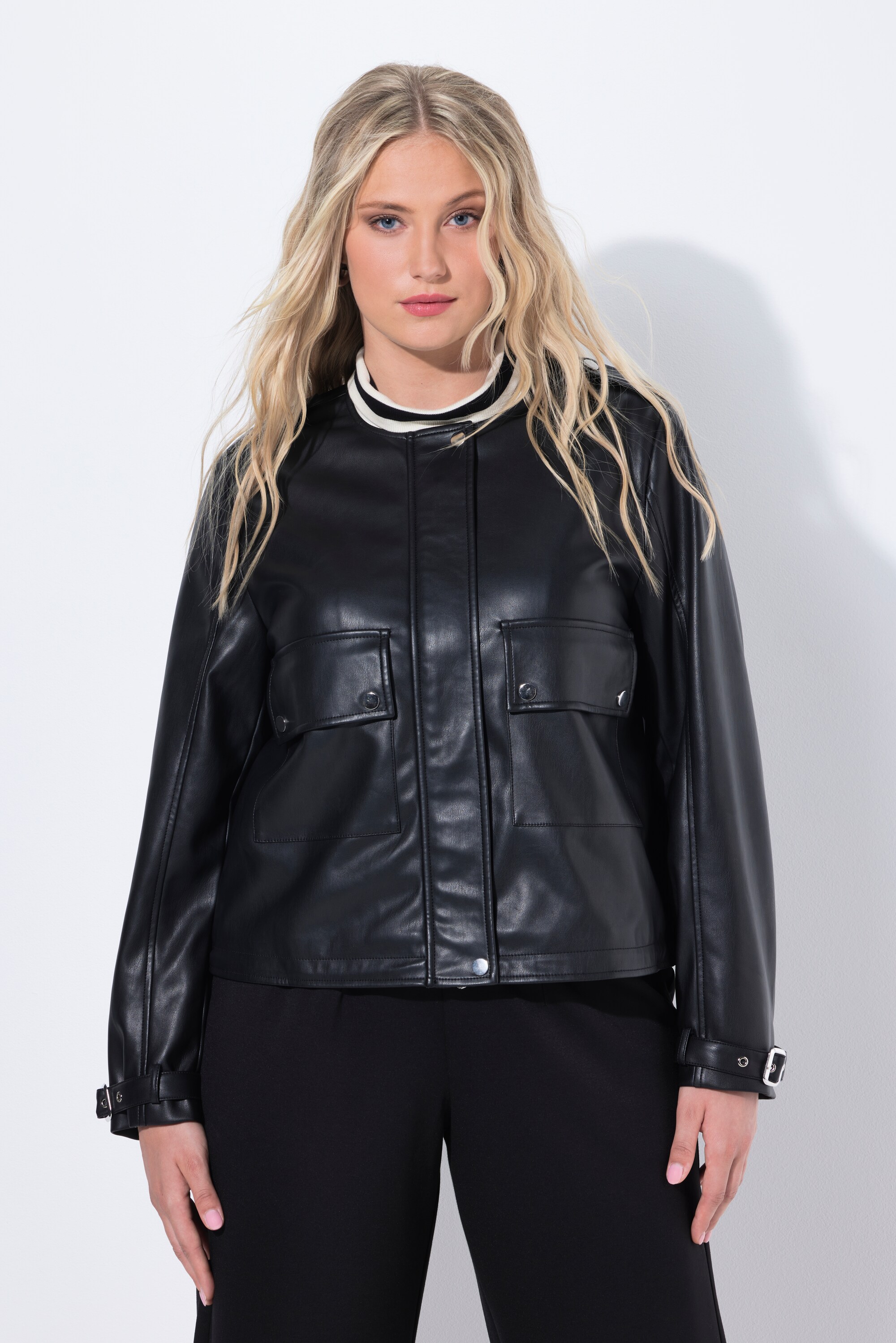 Veste oversize en simili-cuir à col rond, ULLA POPKEN