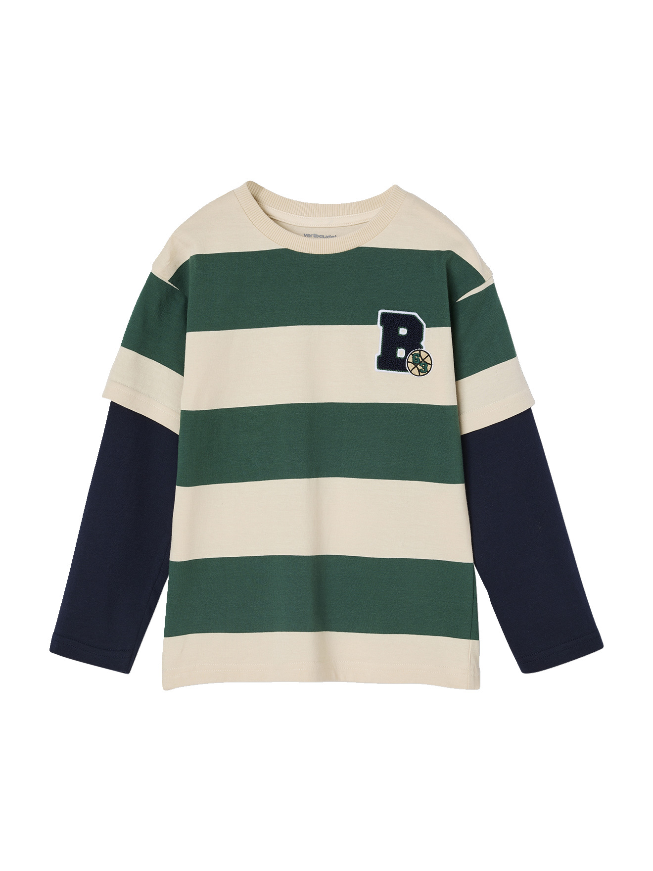 Tee-shirt rayé effet double manches, VERTBAUDET