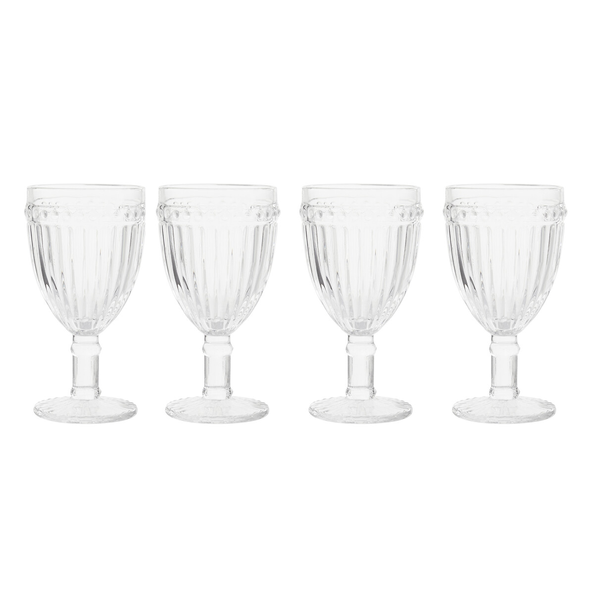 Set of 4 Fluted Embossed Wine Glasses, SO'HOME