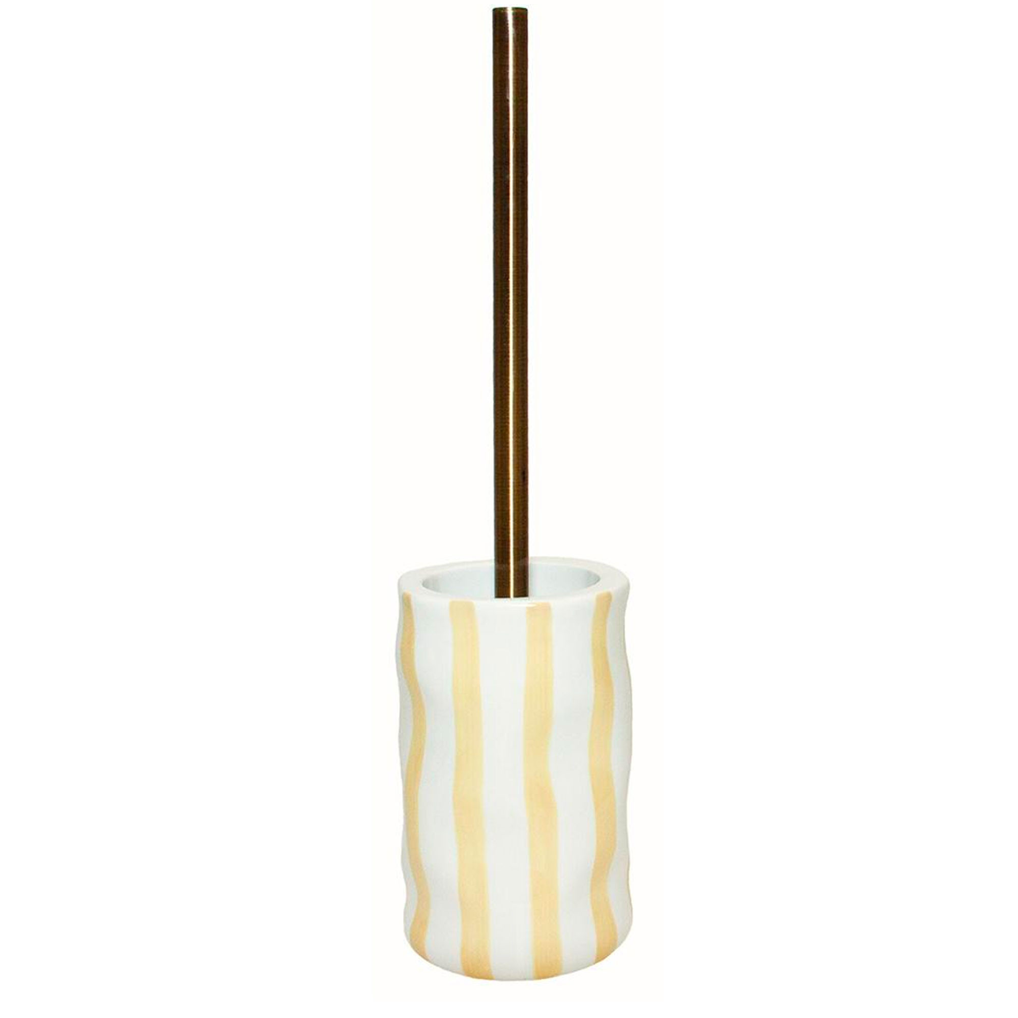 Brosse WC en céramique rayures jaune et blanc 10.5x10.5x44cm, WADIGA
