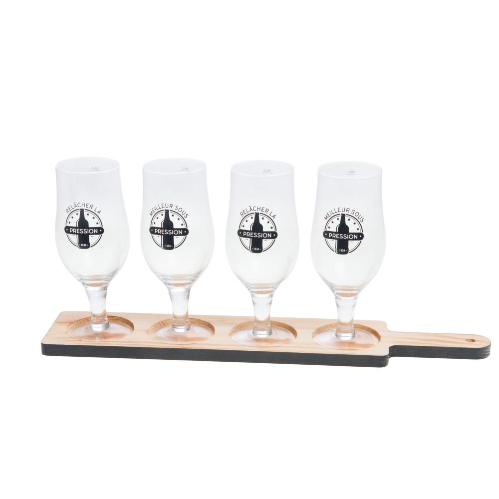 Planche à bière 4 verres pression, AMADEUS
