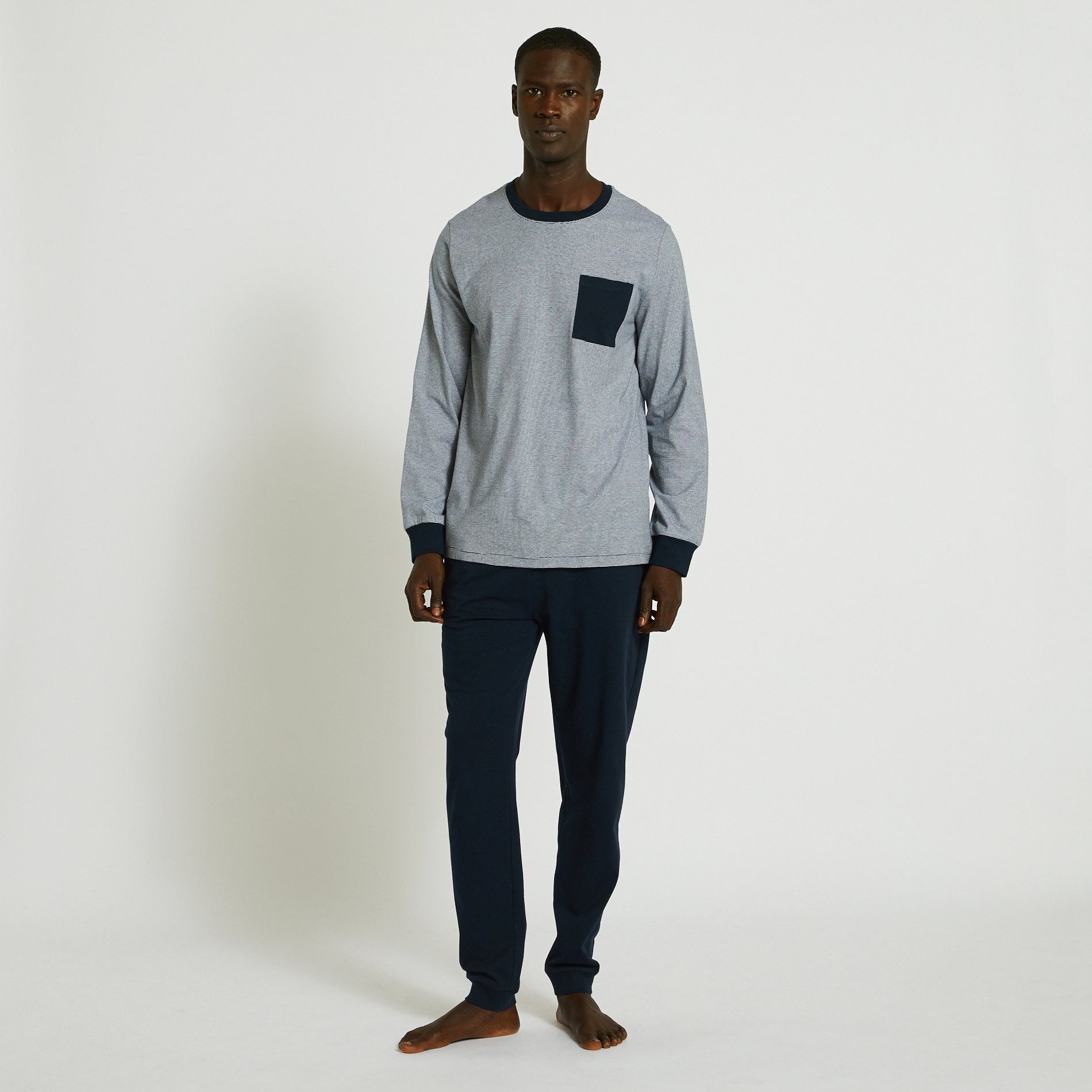 Pyjama T-shirt manches longues milleraies et pantalon en jersey de coton BIO GOTS, MONOPRIX