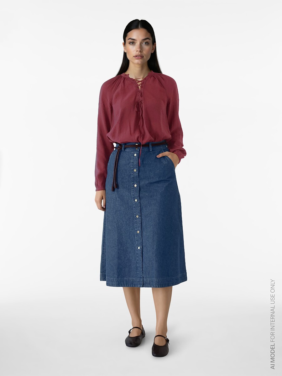 Jupe longue en denim, avec boutons, VILA