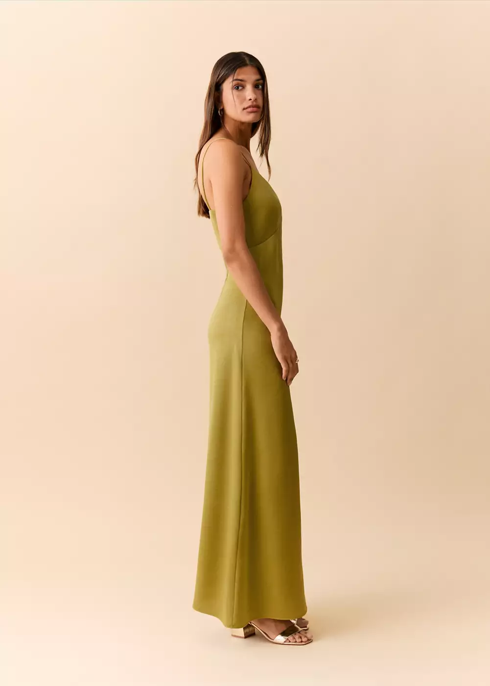 Robe à col en V avec fines bretelles, MANGO TEEN