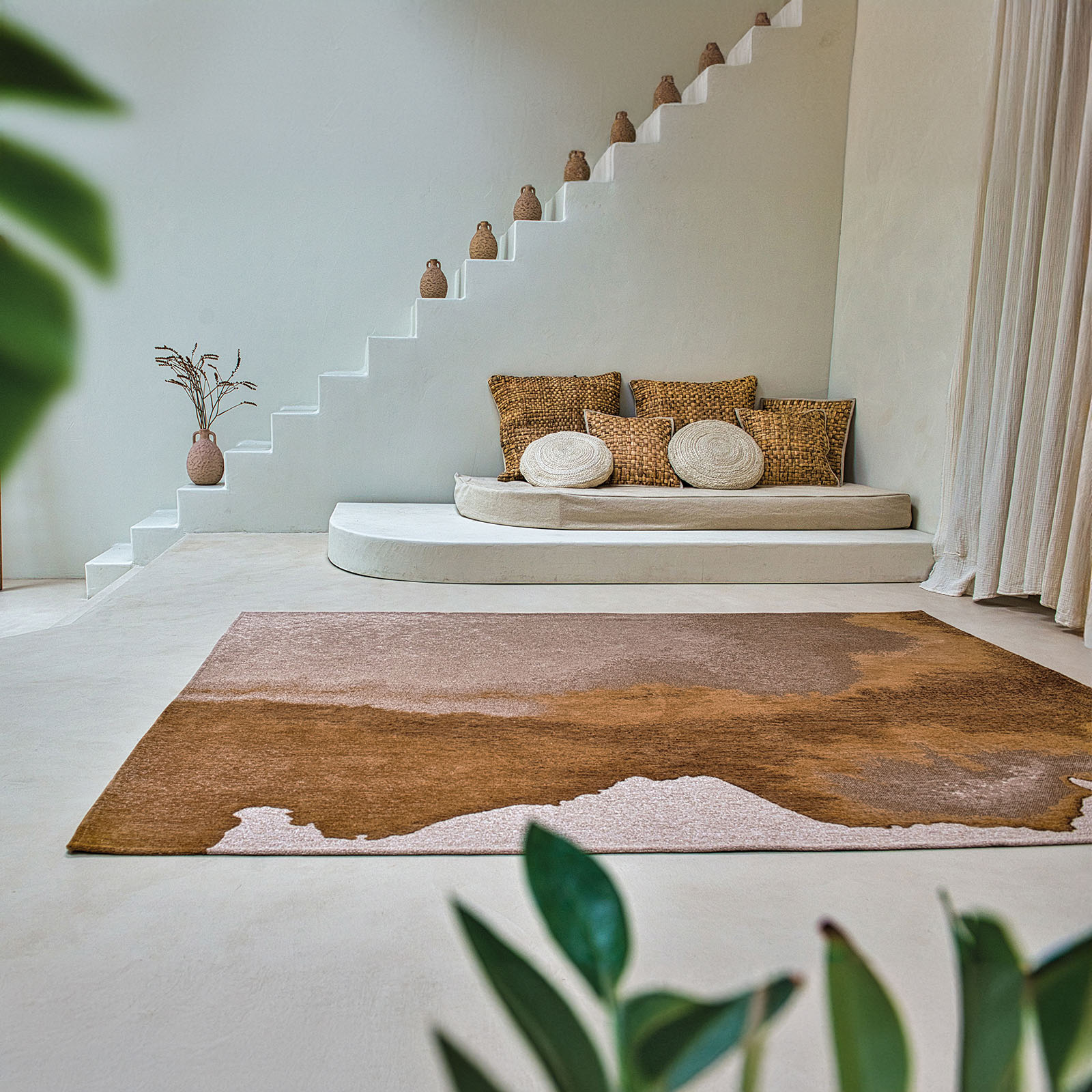 Tapis orange tissé plat salon et chambre LAGOON - Louis de Poortere, NOVATREND