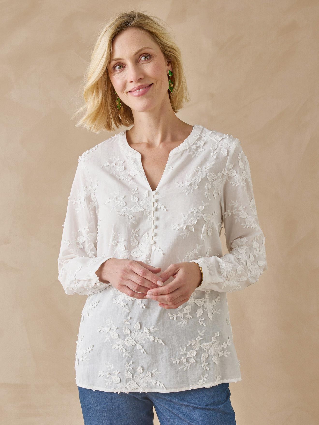 Blouse brodée en coton, DAXON