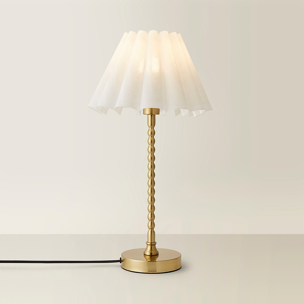 Max Bobble Table Lamp with Scallop Pleated Shade in Brushed Gold, SO'HOME