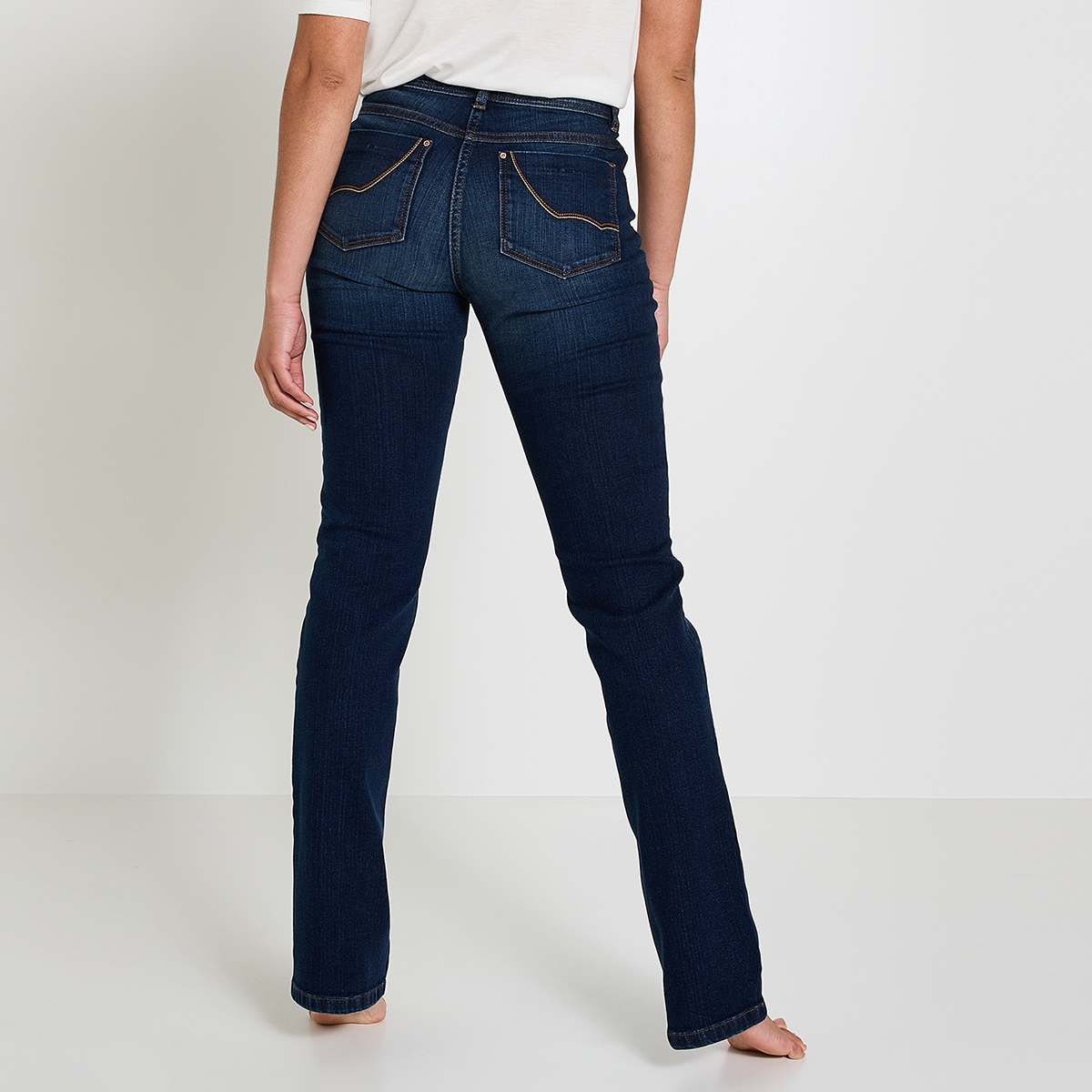 Jean Droit Femme Grain De Malice Newyork D01 - Coupe Standard Stretch - Taille Élastique - Matière Avec 20% De Recyclé