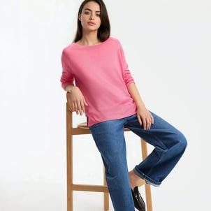 Pull col rond en maille fine, manches longues LA REDOUTE COLLECTIONS