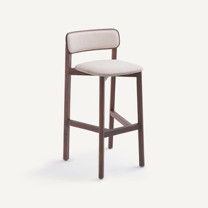 Chaise de bar noyer nattée, Batignolles, Gallina AM.PM X EMMANUEL GALLINA