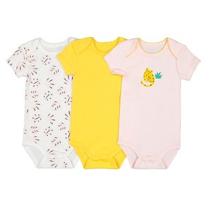 Lote de 3 bodies em algodão biológico, 0 mês-3 anos LA REDOUTE COLLECTIONS image