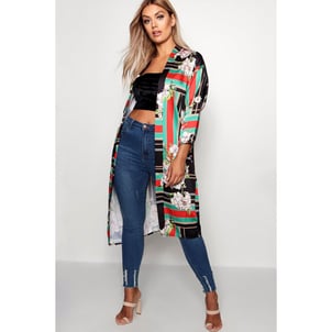 Kimono Long Femme En Velours Noir - Taille XS (6 UK) - Style Cadigan - Neuf Avec étiquettes