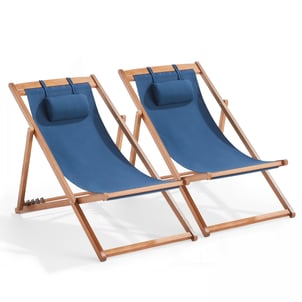Lot de 2 chiliennes en bois eucalyptus, SOCOA OVIALA