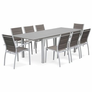 salon de jardin chicago 8 places table rallonge extensible 175245cm alu blanc textilne - Table Jardin Rallonge salon de jardin chicago 8 places table rallonge extensible 175245cm alu blanc textilne - Table Jardin Rallonge