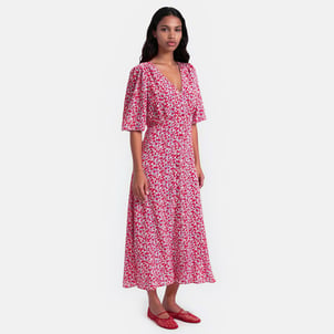 Floral Full Maxi Dress with Short Sleeves LA REDOUTE COLLECTIONS