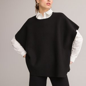 Milano Knit Poncho with Crew Neck ANNE WEYBURN