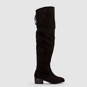 Cuissardes à zip, talon plat pied large 38,45 Cuissardes à zip, talon