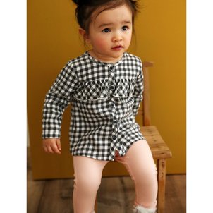 Vertbaudet Blouse b/éb/é Fille volant/ée /à Carreaux