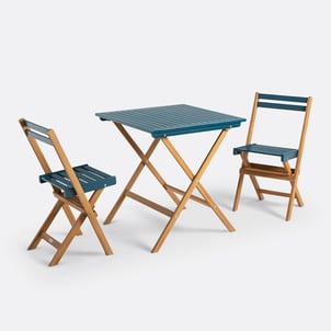Inklapbare tuinset, acacia, 2-zits, vierkante tafel en 2 stoelen, DUDENA LA REDOUTE INTERIEURS