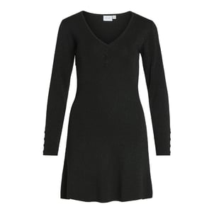 Vestido em malha brilhante, decote em V VILA