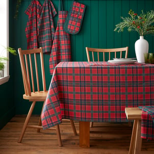 Tartan Check Christmas Cotton Table Cloth CATHERINE LANSFIELD