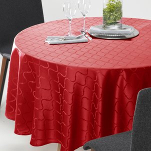 Tovaglia Rotonda 180 Cm In Poliestere | Non Stiro Con Struttura Damascata | Antimacchia Lavabile A 40° | Colore Giallo Per Tavolo Da Pranzo