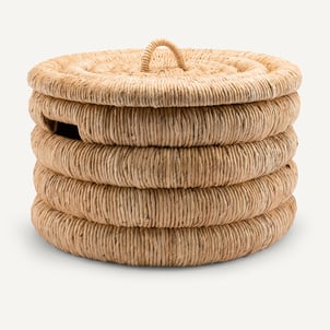 Panier rond avec couvercle bananier tressé, Marilo AM.PM