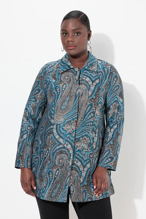 Veste jacquard à col chemise, effet métallisé ULLA POPKEN