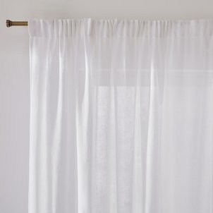 Voilage polyester et lin, à galon fronceur et wave, ARON LA REDOUTE INTERIEURS