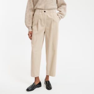 Carrot broek in ribfluweel met hoge taille LA REDOUTE COLLECTIONS