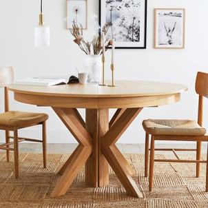 Uitschuifbare ronde eettafel, eiken en fineer, 6 tot 12 couverts, GOSLING LA REDOUTE INTERIEURS