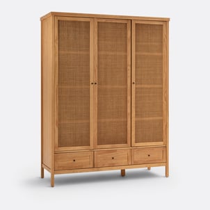 Armoire 3 portes pin massif et cannage, Gabin LA REDOUTE INTERIEURS