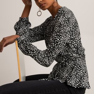 Bluse mit Wickelausschnitt und langen Ärmeln LA REDOUTE COLLECTIONS image