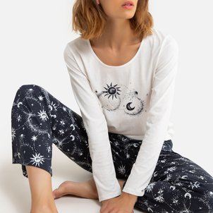 Pijama em malha, motivo sol e lua LA REDOUTE COLLECTIONS image