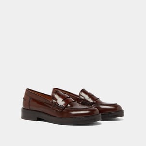 Mirna Leather Loafers with Chunky Heel JONAK