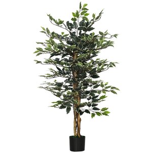 Plante artificiel ficus banian hauteur 1,3 m grand réalisme pot inclus HOMCOM