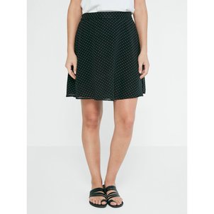 Jupe Midi Femme Warehouse Taille 6, Noire à Pois Blancs, Ligne A, Fente Boutonnée