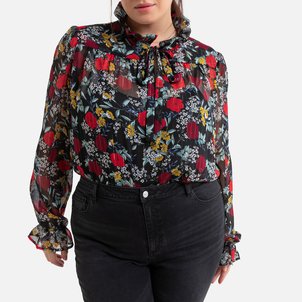 Bluse mit Schleifenkragen, lange Ärmel, geblümt LA REDOUTE COLLECTIONS PLUS image