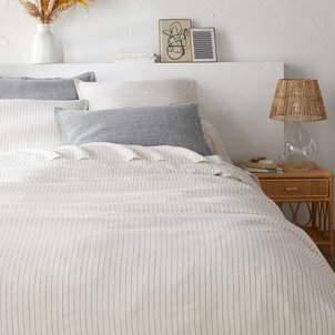Linot Striped Washed Linen Duvet Cover LA REDOUTE INTERIEURS
