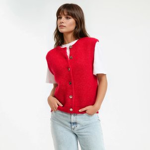 Cardigan abbottonato, collo rotondo, maglia larga LA REDOUTE COLLECTIONS