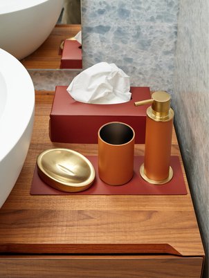 Салфетница с комплектом бумажных салфеток из натуральной кожи, 23 x 12 x H7,5 см SO'HOME
