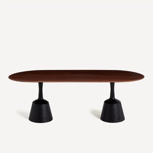 Plateau de table ovale en noyer, longueur 220 cm, 8 personnes, OVALO AM.PM
