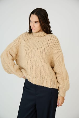 Pull col roulé grosse maille SEE U SOON