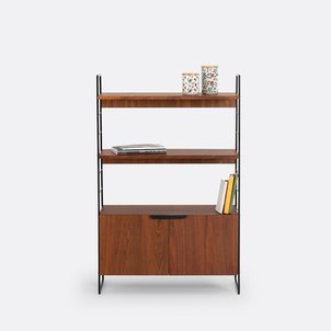Bibliothèque en métal acier et plaqué noyer, hauteur 123 cm, WATFORD LA REDOUTE INTERIEURS