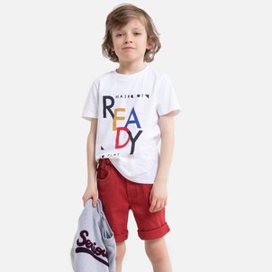 T-shirt de gola redonda, com mensagem, 3-12 anos LA REDOUTE COLLECTIONS image
