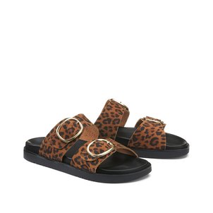 Mules en cuir imprimé léopard, Signature SALOME LA REDOUTE COLLECTIONS