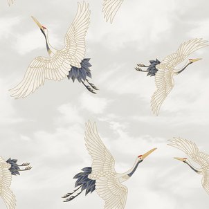 Cranes White Wallpaper CATHERINE LANSFIELD