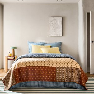 Nizar Patchwork Print Washed Cotton Kantha Bedspread LA REDOUTE INTERIEURS
