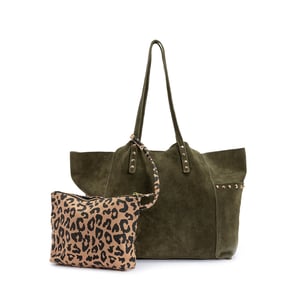 Sac cabas en cuir souple, pochette imprimé léopard LA REDOUTE COLLECTIONS