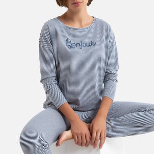 Pijama de mangas compridas, às riscas LA REDOUTE COLLECTIONS image